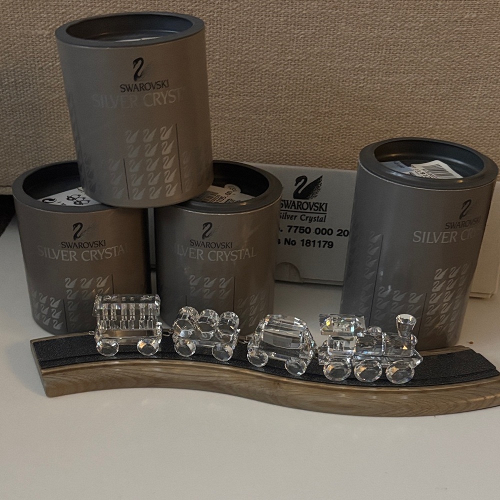 Swarovski Clear Crystal Train with Wood Display Base